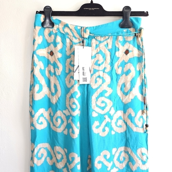New Zara Flowy Full Length Print Blogger Favorite Pants NWT Medium - Picture 10 of 14